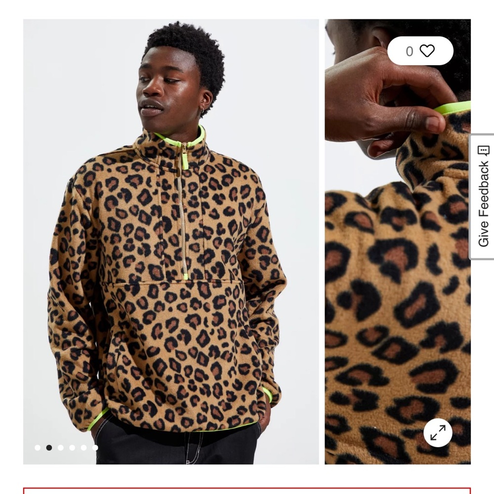 UO Polar Fleece Half-Zip Animal Print Sweatshirt - Picture 3 of 10